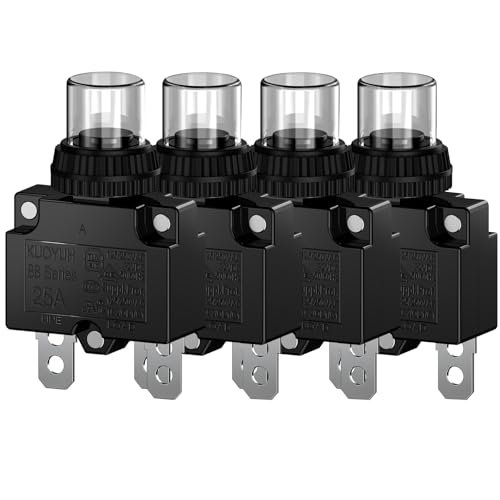 CLDIY 25-A-Leistungsschalter mit thermischem Überlastungsschutz 88 Series Manual Push Button Reset mit Schnellanschlussklemmen und wasserdichter Tastenkappe 32VDC oder 125 / 250VAC 4PCS CLDIY 25-A-Leistungsschalter mit thermischem Überlastungsschutz 88 Series Manual Push Button Reset mit Schnellanschlussklemmen und wasserdichter Tastenkappe 32VDC oder 125 / 250VAC 4PCS von CLDIY