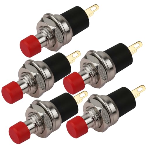CLDIY 5Pcs Selbstsperrende SPST Verriegelung Art Dash ON/OFF Roter Drucktastenschalter AC 250V/3A von CLDIY