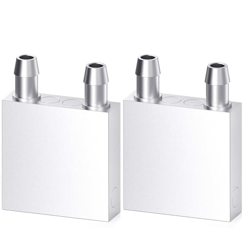 CLDIY Aluminium Wasserkühlblock, Flüssigkeitswasserkühler Kühlkörpersystem für PC Computer CPU Graphics Kühler Kühlkörper Endothermic Head Silber (40mm x 40mm x 12mm) 2 STÜCK von CLDIY
