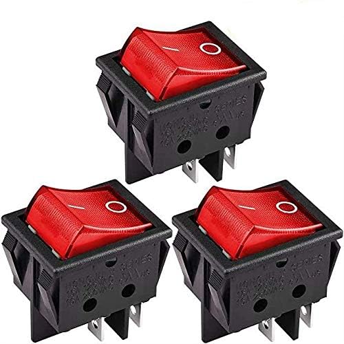 CLDIY DPST 4 Pins 2 Position Ein/Aus Rote LED-Licht Beleuchtet Boot Wippschalter rot AC16A / 125 V 16A / 250 V 3 Stücke von CLDIY