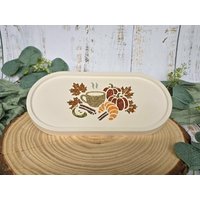 Herbstdeko Tablett Mit Kürbis Glitzer Motiv Eingelassenes Muster Geschenkidee Für Frauen Herbst Tischdeko Naturlook Deko Handgemacht von CLDesignHandmade