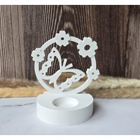 Teelichthalter Schmetterling I Kerzenhalter Tischdeko Geschenk Für Sie Geschenkidee Rund Weiß Geburtstagsgeschenk Frühling von CLDesignHandmade