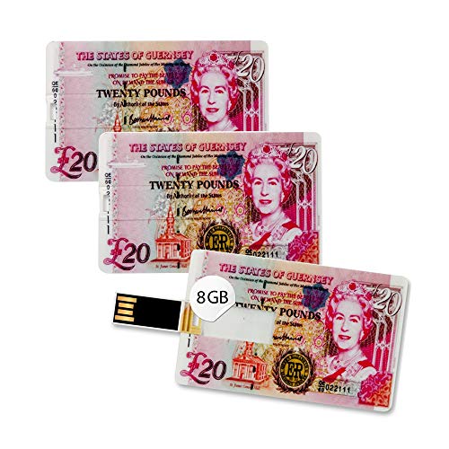 CLE CARDAN LIGHT EUROPE 3X Speicherkarte 8GB in Scheckkartenform 20 Pfund Note USB Datenspeicher Gadget von CLE CARDAN LIGHT EUROPE