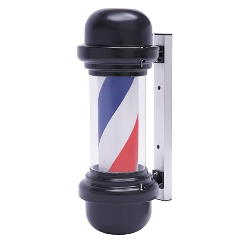 CLEADONG Profi-Barbierpfosten, 4W Rot Weiß Blau Streifen Rotierende Barber Pole, für Friseursalon, Barber, Pole mit rotierendem LED-Schild von CLEADONG