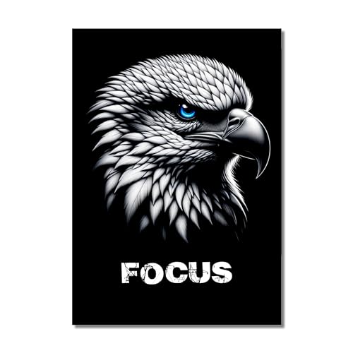 CLEAN SPORTS® Motivationsposter - Adler mit blauen Augen für Erfolgsmenschen und Bodybilder im Din A2 Format - Focus- ohne Rahmen (Adler) von CLEAN SPORTS