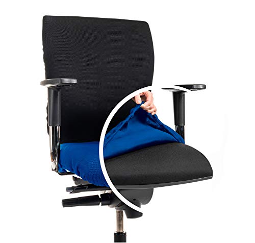 CLEANCHAIR Bürostuhlbezug für die SITZFLÄCHE (Größe Standard) - Sitzflächengröße ca. 40-52 cm Breite und ca. 40-52 cm Tiefe (Blau) von CLEANCHAIR