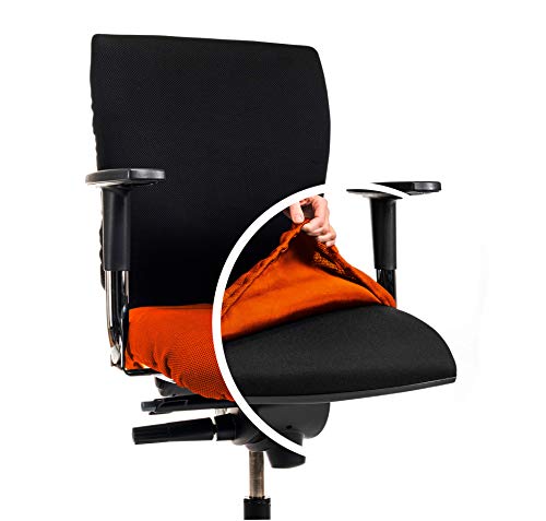 CLEANCHAIR Bürostuhlbezug für die SITZFLÄCHE (Größe Standard) - Sitzflächengröße ca. 40-52 cm Breite und ca. 40-52 cm Tiefe (Orange) von CLEANCHAIR