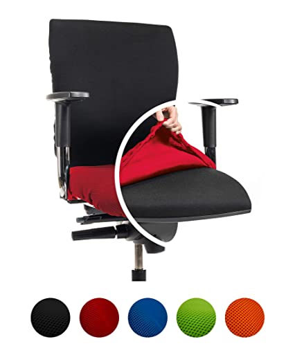 CLEANCHAIR Bürostuhlbezug für die SITZFLÄCHE (Größe Standard) - Sitzflächengröße ca. 40-52 cm Breite und ca. 40-52 cm Tiefe (Rot) von CLEANCHAIR