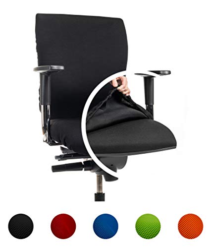 CLEANCHAIR Bürostuhlbezug für die SITZFLÄCHE (Größe Standard) - Sitzflächengröße ca. 40-52 cm Breite und ca. 40-52 cm Tiefe (Schwarz) von CLEANCHAIR