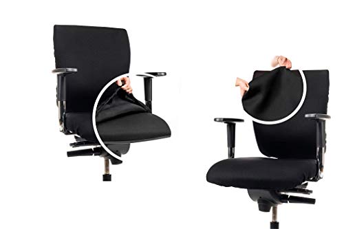 CLEANCHAIR Set: Bürostuhl 2er Überzugsset für die SITZFLÄCHE und RÜCKENLEHNE (Large, Schwarz) von CLEANCHAIR