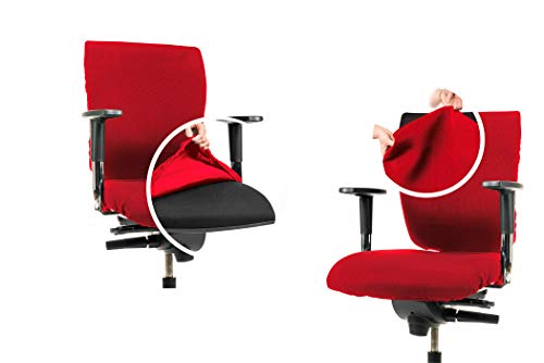 CLEANCHAIR Set: Bürostuhl 2er Überzugsset für die SITZFLÄCHE und RÜCKENLEHNE (Large, Rot) von CLEANCHAIR