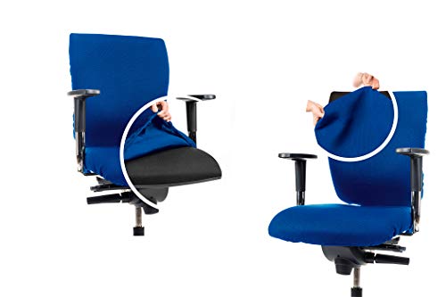 CLEANCHAIR Set: Bürostuhl 2er Überzugsset für die SITZFLÄCHE und RÜCKENLEHNE (Large, Blau) von CLEANCHAIR