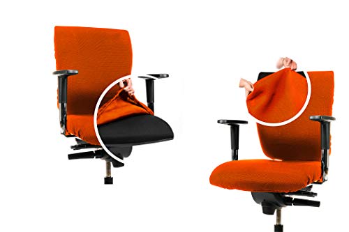 CLEANCHAIR Set: Bürostuhl 2er Überzugsset für die SITZFLÄCHE und RÜCKENLEHNE (Large, Orange) von CLEANCHAIR
