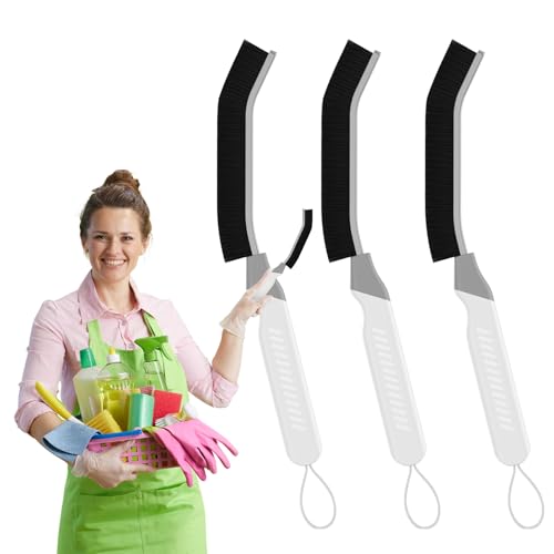 Cleangor Fugenbürste Silikon Cleaning Brush Eckreinigungsbürste für Bad & Fliesen | Schmales Design für Ritzen | Rutschfester Griff (3, Weiß) von CLEANGOR