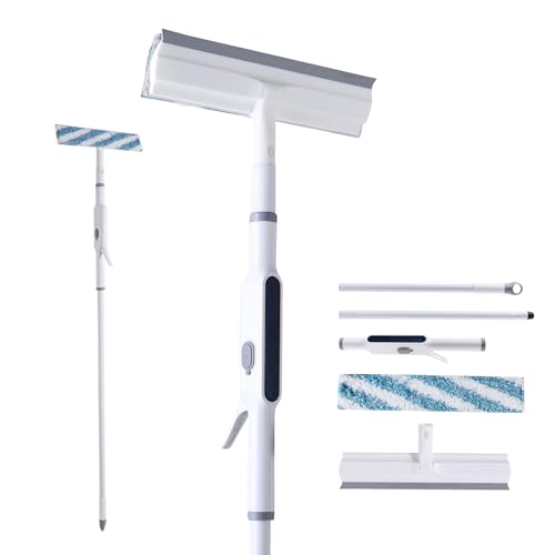 CLEANHOME Fensterabzieher Profi mit Sprühfunktion, Fensterputzer Set - Abzieher Dusche - Fibre Cloth Head - 51.18in Threaded Swivel Attachment Long Pole - 80ml Self-contained Water Bottle CLEANHOME Fensterabzieher Profi mit Sprühfunktion, Fensterputzer Set - Abzieher Dusche - Fibre Cloth Head - 51.18in Threaded Swivel Attachment Long Pole - 80ml Self-contained Water Bottle von CLEANHOME