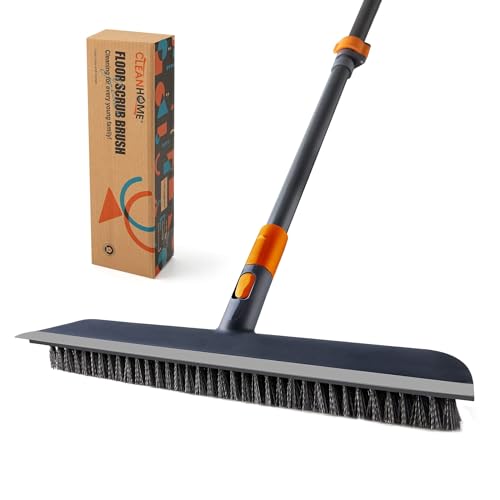 Schrubber mit stiel,CLEANHOME 2-1 Upgrade-Bodenbürste. 115 cm–150 cm Teleskop Waschbürste, geeignet für die Reinigung von Fliesenfugen im Innenbereich und Dusche Wasser entfernen von CLEANHOME