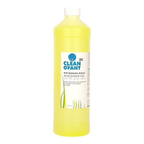 CLEANOFANT Grillanzünder Gel 1 Liter | Flüssig Anzünder für Holzkohle, Grillkohle, Grillbriketts - Geruchsfrei, Rauchfrei, Rußfrei, Sicheres Anzünden ohne Stichflamme von CLEANOFANT