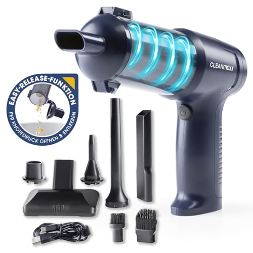 CLEANmaxx 2in1 Akku Handstaubsauger mit Saug- & Gebläsefunktion | Staubsauger kabellos mit waschbarem HEPA-Filter | Handstaubsauger-Set – 2 Aufsätze & 5 Düsen | 100-ml-Staubbehälter mit Easy-Release von CLEANmaxx