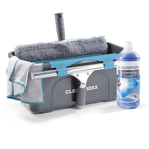 CLEANmaxx Fensterreiniger Set | 7-TLG. Fensterputzer Set für Oberflächen in Haus & Auto - inklusive Fensterabzieher, Fensterwischer, Reiniger, Wischtuch, Eimer & 2 Halterungen für Wischer & Abzieher CLEANmaxx Fensterreiniger Set | 7-TLG. Fensterputzer Set für Oberflächen in Haus & Auto - inklusive Fensterabzieher, Fensterwischer, Reiniger, Wischtuch, Eimer & 2 Halterungen für Wischer & Abzieher von CLEANmaxx