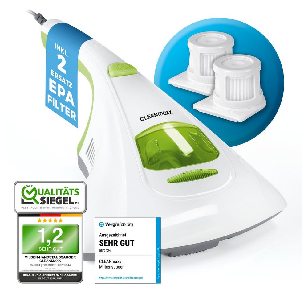 CLEANmaxx Matratzenreinigungsgerät Milben-Handstaubsauger mit UV-C-Licht 300W, 300 W, beutellos, Effektive, chemiefreie Reinigung, Perfekt auch für Allergiker CLEANmaxx Matratzenreinigungsgerät Milben-Handstaubsauger mit UV-C-Licht 300W, 300 W, beutellos, Effektive, chemiefreie Reinigung, Perfekt auch für Allergiker von CLEANmaxx