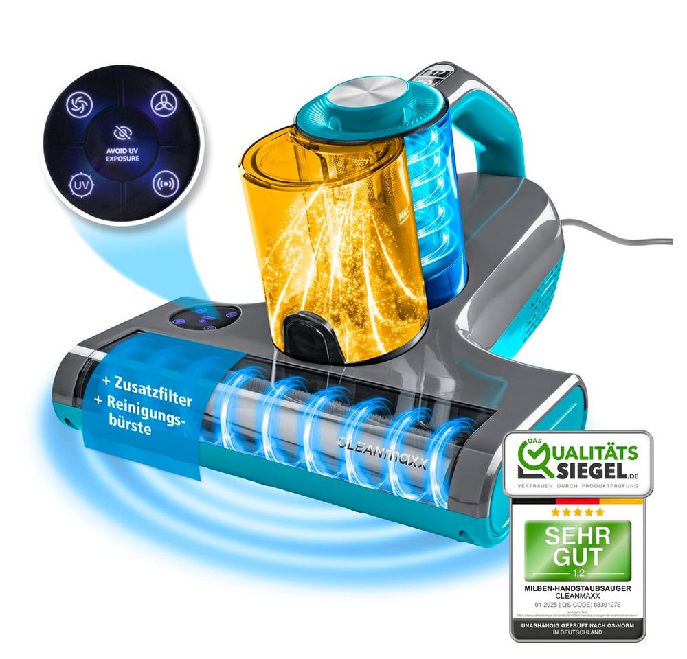 CLEANmaxx Matratzenreinigungsgerät Milbensauger Rotation Power mit UV-C-Licht & HEPA-Filter, 450 W, beutellos, Handstaubsauger für Matratzen, Ultraschall & Wärme CLEANmaxx Matratzenreinigungsgerät Milbensauger Rotation Power mit UV-C-Licht & HEPA-Filter, 450 W, beutellos, Handstaubsauger für Matratzen, Ultraschall & Wärme von CLEANmaxx