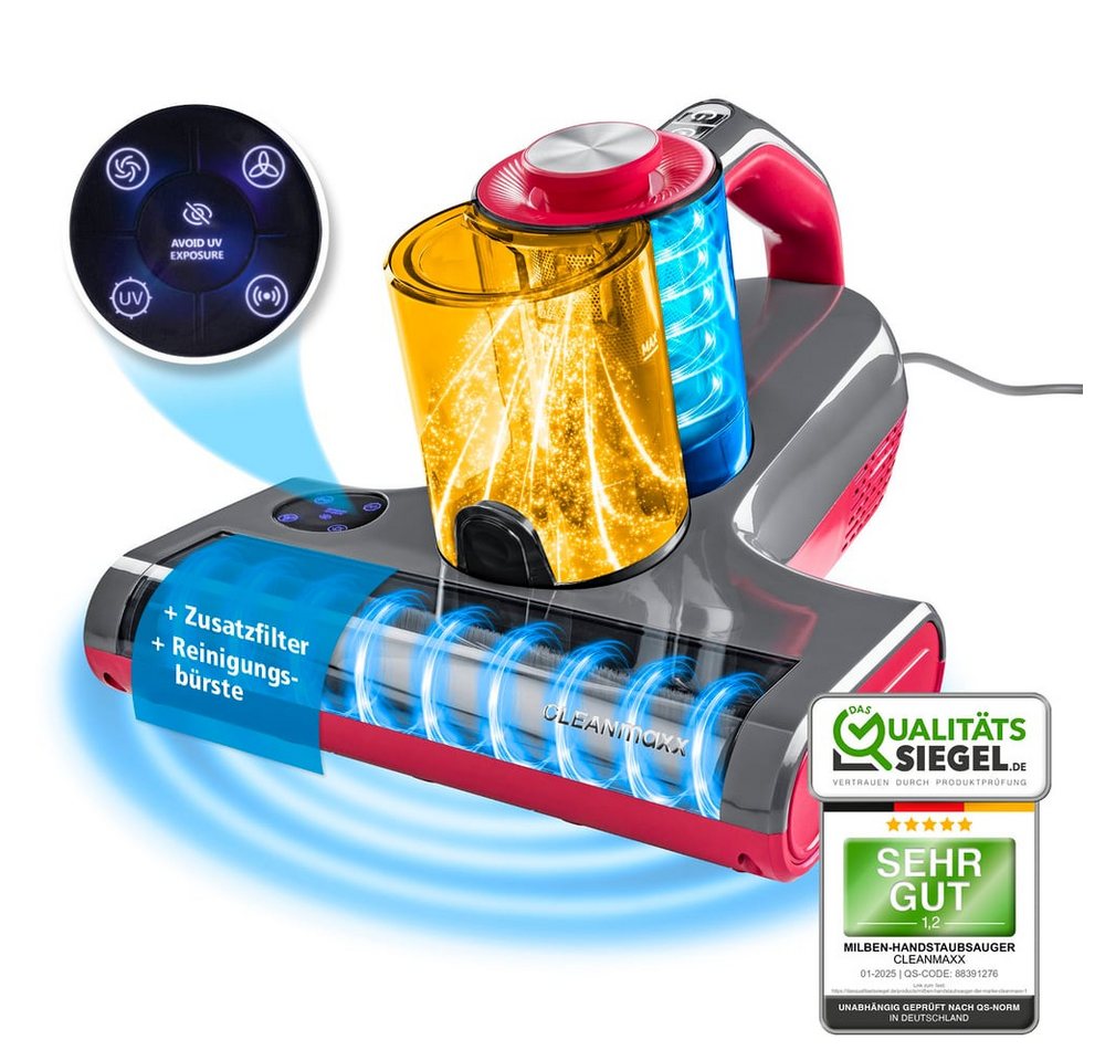 CLEANmaxx Matratzenreinigungsgerät Milbensauger Rotation Power mit UV-C-Licht & HEPA-Filter, 450 W, beutellos, Handstaubsauger für Matratzen, Ultraschall & Wärme CLEANmaxx Matratzenreinigungsgerät Milbensauger Rotation Power mit UV-C-Licht & HEPA-Filter, 450 W, beutellos, Handstaubsauger für Matratzen, Ultraschall & Wärme von CLEANmaxx