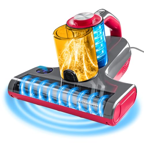 CLEANmaxx Milbensauger für Matratzen mit UV-C-Licht, Rotation Power | Matratzenreiniger mit HEPA-Filter, entfernt 99,9% Aller Milben | Matratzensauger mit Ultraschall, Hitze & Vibration von CLEANmaxx