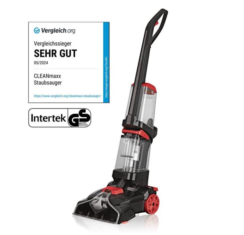 CLEANmaxx Teppichreinigungsgerät Teppichreiniger Professional mit Vibrations- und Seitenbürsten, 800 W, Intensive Reinigung mit Vibration Teppichreinigung Polster von CLEANmaxx