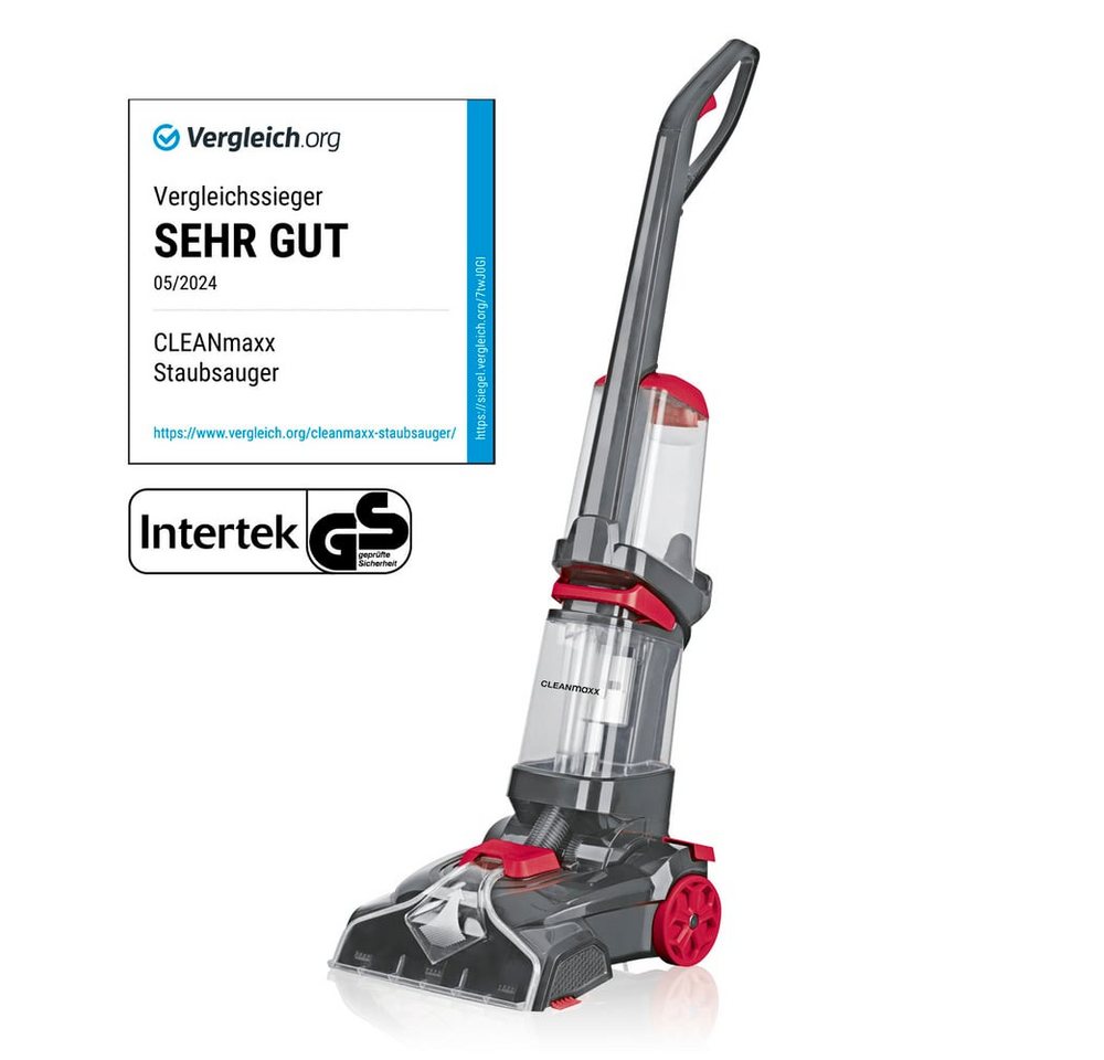 CLEANmaxx Teppichreinigungsgerät Teppichreiniger Professional mit Vibrations- und Seitenbürsten, 800 W, mit Beutel, Intensive Reinigung mit Vibration Teppichreinigung Polster CLEANmaxx Teppichreinigungsgerät Teppichreiniger Professional mit Vibrations- und Seitenbürsten, 800 W, mit Beutel, Intensive Reinigung mit Vibration Teppichreinigung Polster von CLEANmaxx