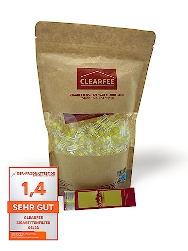 Clearfee 300 Stück Zigarettenfilter für Raucher | Gratis 1x Tragebox | 8mm Regular | Zigarettenspitzen mit Microfilter | für weniger Teer & Nikotin | Plastik Filter-Aufsatz | Nikotin-Filter | (300) von CLEARFEE