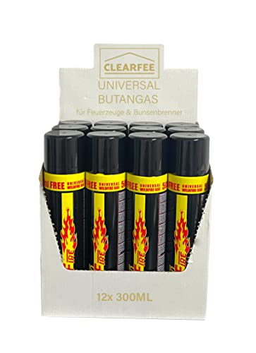 Clearfee 6 Stück Universal Butan Gas Feuerzeuggas zum nachfüllen für Feuerzeugen, Flambierbrenner, 100% Reinheit, Nachfüllgas, Lighter Gas inkl. Aufsätze Clearfee 6 Stück Universal Butan Gas Feuerzeuggas zum nachfüllen für Feuerzeugen, Flambierbrenner, 100% Reinheit, Nachfüllgas, Lighter Gas inkl. Aufsätze von CLEARFEE