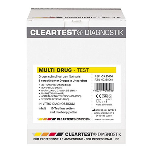 CLEARTEST 358339 Vorteilpackung Multi-Drug Methadon Test (10-er Pack) von CLEARTEST