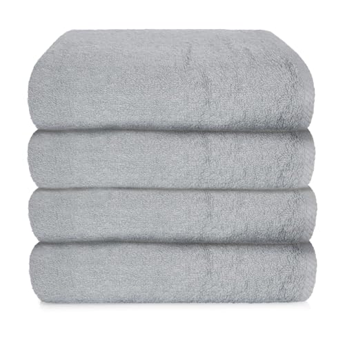 CLEAVEN Handtücher Set 4 X 50x100 cm aus 100% Baumwolle - Frottee Handtuch Set in verschiedenen Größen - Badetücher 400 g/m² Weich und Saugstark - Gästehandtücher Waschbar bei 60 Grad - Hellgrau von CLEAVEN