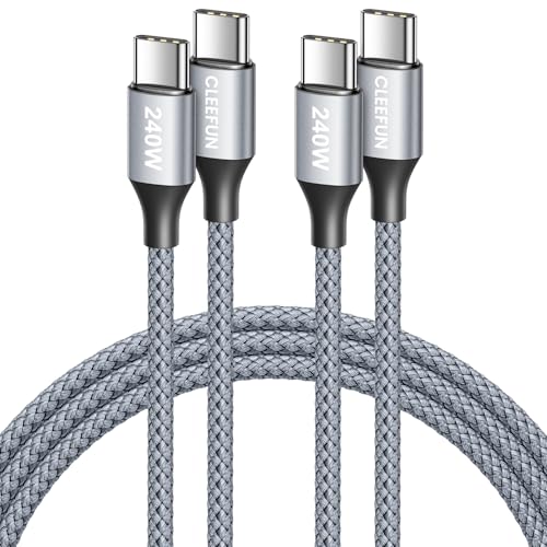 CLEEFUN 240W USB C Kabel [1M 2Stück], PD 3.1 Schnell Ladekabel USB C auf USB C für MacBook Air/Pro, iPad 10. Gen/Pro/Air/Mini 6, für iPhone 16/15 Pro, Galaxy S24 S23 S22 S21 usw von CLEEFUN