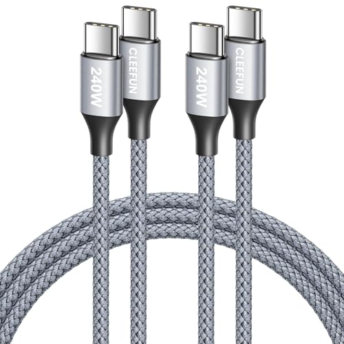 CLEEFUN 240W USB C Kabel [1M 2Stück], PD 3.1 Schnell Ladekabel USB C auf USB C für MacBook Air/Pro, iPad 10. Gen/Pro/Air/Mini 6, für iPhone 16/15 Pro, Galaxy S24 S23 S22 S21 usw von CLEEFUN