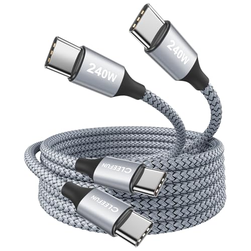 CLEEFUN 240W USB C auf USB C Kabel [2 M 2Stück], PD 3.1 Schnell Ladekabel USB C für MacBook Air/Pro, iPad 10. Gen/Pro/Air/Mini 6, für iPhone 16/15 Pro, Galaxy S24 S23 S22 S21 usw von CLEEFUN