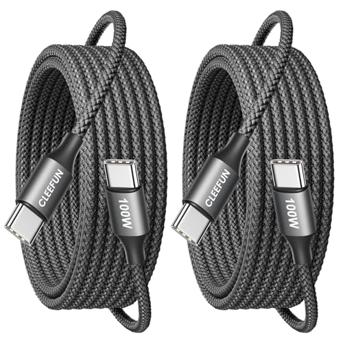 CLEEFUN USB C Kabel 100W[2Stück 2m], PD 3.0 Schnell Ladekabel USB C auf USB C für iPhone 16/15 Pro, Galaxy S24 S23 S22 S21, iPad 10. Gen/Pro/Air/Mini 6, MacBook Air/Pro usw von CLEEFUN
