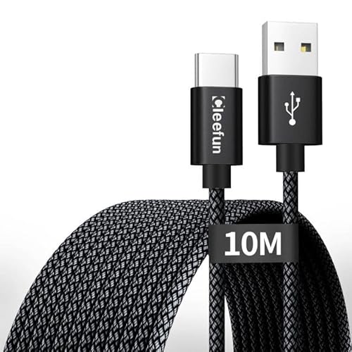 CLEEFUN Extra Robust USB C Kabel 10M, Keine Datenübertragung USB A auf USB-C Schnell Ladekabel für Handys, Tablets, Security Überwachungskamera, PS5 Controller, andere USB-C Geräte von CLEEFUN