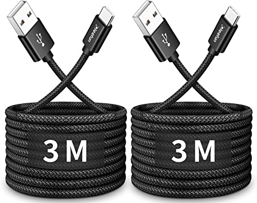 CLEEFUN USB C Kabel [3M 2Pack], 3A Ladekabel für Samsung, Nylon Schnellladekabel Kompatible mit Galaxy S10 S9 S8 S23 S22 S21 S20, A14 A13 A12 A54 A53 A52 A51 A50, Note 20/10, Galaxy Tablette usw von CLEEFUN