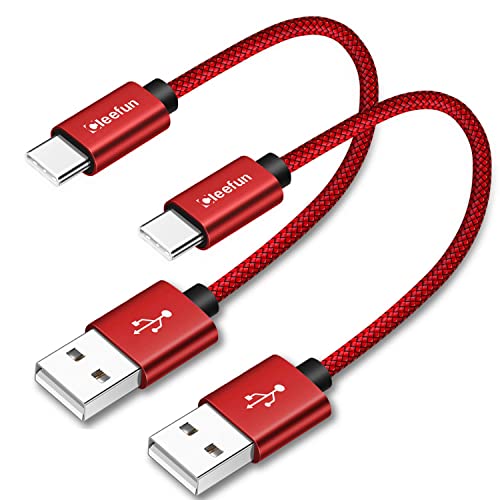 CLEEFUN Rot USB C Kabel Kurz 30cm 2Stück, Robust 3A Schnell Ladekabel USB C für iPhone 16e 16 15 Plus Pro Max, Galaxy S25 S24 S23 S22 S21, A16 A15 A14 A13 A12, A55 A54 A53 A52 A52s A51 usw von CLEEFUN