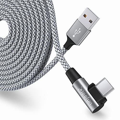 CLEEFUN USB C Kabel Winkel 5M, USB C Winkelstecker 90 Grad Ladekabel Kompatible mit iPhone 15/15 Pro/15 Pro Max, mit Samsung Galaxy S24/S23/S22 Plus von CLEEFUN