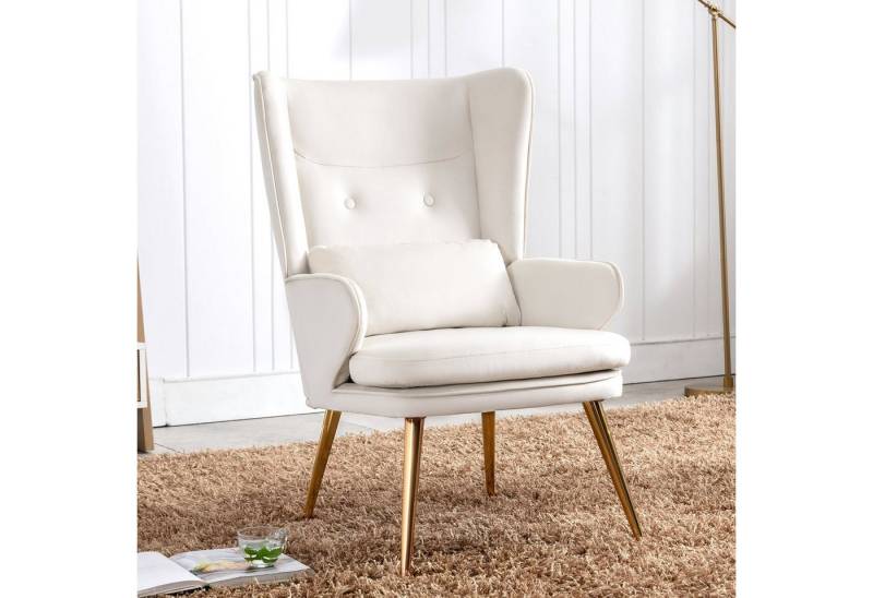 CLEESINk Ohrensessel Relaxsessel mit Hocker Patchwork Sessel Wohnzimmer Ohrensessel Holz von HomeMiYN