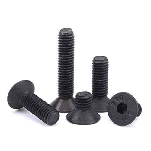 100 Stück schwarze Senkkopfschrauben mit flachem Sechskant, Klasse 10.9(14mm) von CLENEA
