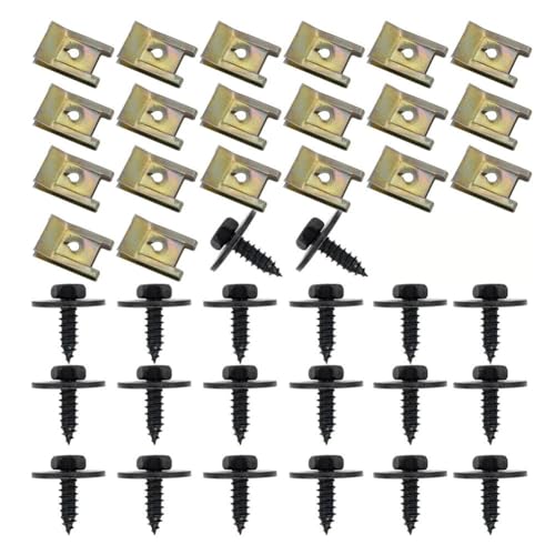 20/40 stücke Auto Stoßstange Kreuz Kopf Schrauben Auto Chassis Motor Schutz Metall Mutter/Schraube Unterlegscheiben U-Mutter Clip for E46 E92 E90 F10 F20 (Color : 40pcs) von CLENEA