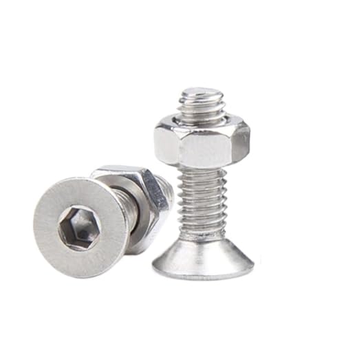 30 stücke 304 Edelstahl Senkkopf Bolzen Mutter Sets Hex Innensechskant Flache Kopf Schraube Muttern(16mm) von CLENEA