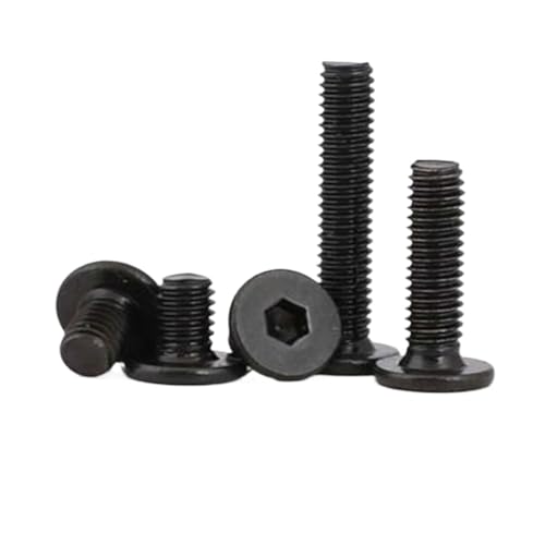 50 Stück dünne, flache Sechskantschraube 304 A2 Edelstahl mit schwarzer dünner, flacher Waferkopfschraube(Black,14MM_M2) von CLENEA