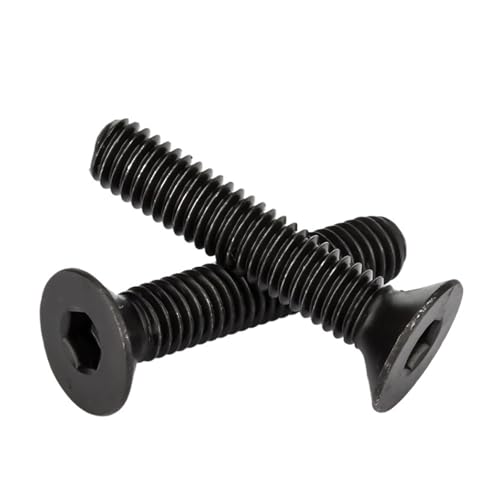 50 stücke Schwarz 10,9 Legierung Stahl Hex Innensechskant Senkkopf Kappe Maschine Schrauben Flache(16MM_M2) von CLENEA