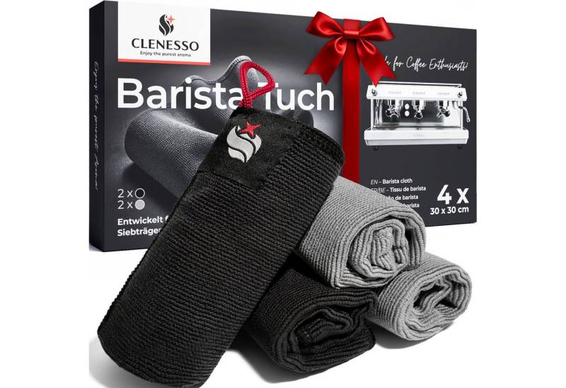 CLENESSO Reinigungstuch (4 Stück (je 2 Stück in Grau und Antrazit), Hochwertige Mikrofaser Geschirrtücher für Siebträger & Haushalt) von CLENESSO