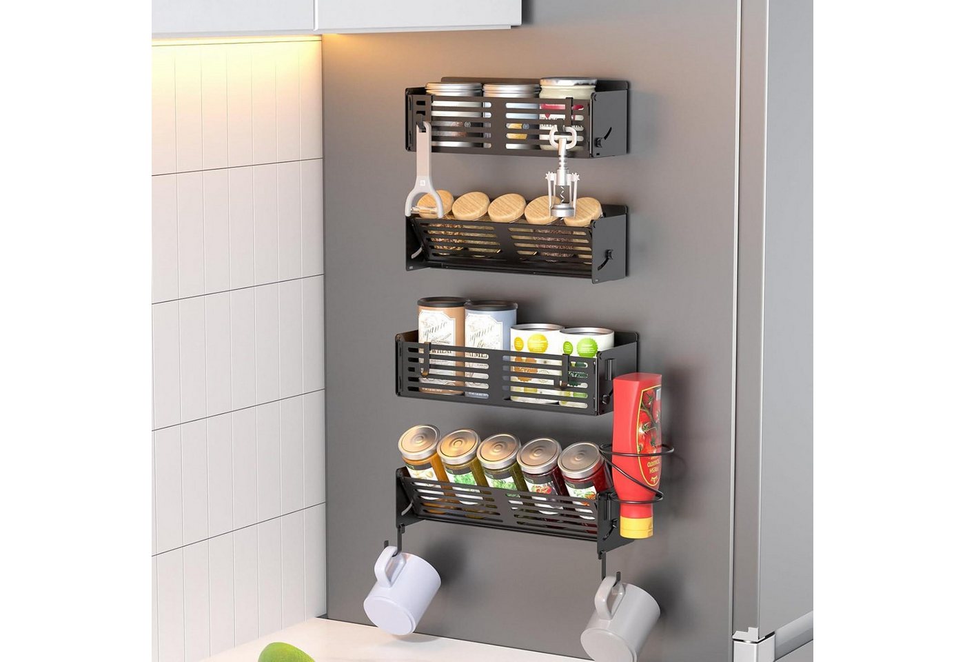 CLESOO Gewürzregal Gewürzregal Magnetisch Kühlschrank 2er-Set Hängeregal mit CLESOO Gewürzregal Gewürzregal Magnetisch Kühlschrank 2er-Set Hängeregal mit von CLESOO