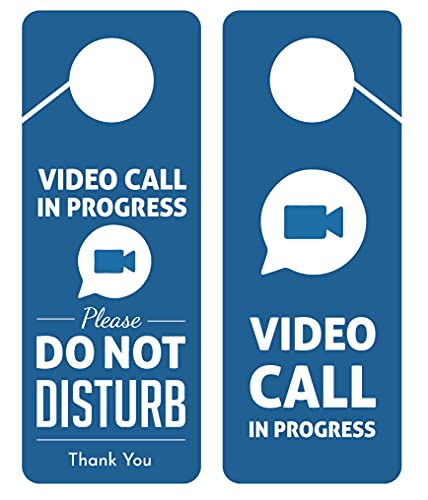 Business Design Türschild mit Aufschrift "Video Call in Progress Do Not Disturb", doppelseitig, ideal für Online-Sessions und Meetings, Online-Kurse, Heimbüros, 2 Stück von CLEVER SIGNS